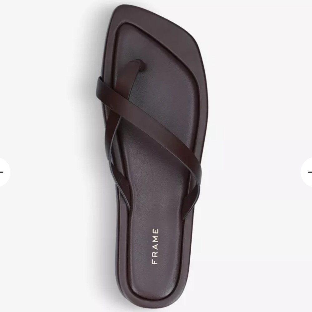 Frame Denim Women's Dark Brown Leather Strappy Slide Sandal